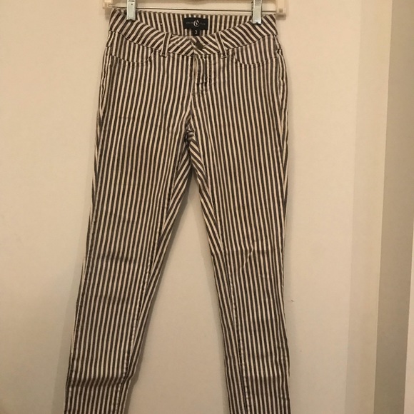 Black & White Striped Skinny Jeans - Picture 1 of 5